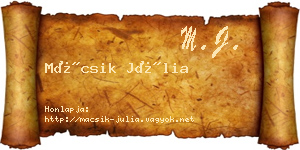 Mácsik Júlia névjegykártya