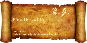 Mácsik Júlia névjegykártya